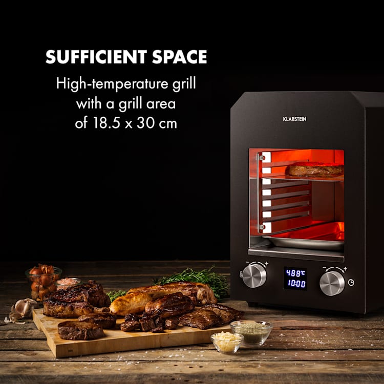 Hannibal grill ad alta temperatura indoor 2.200W 850°C acciaio inox nero Nero