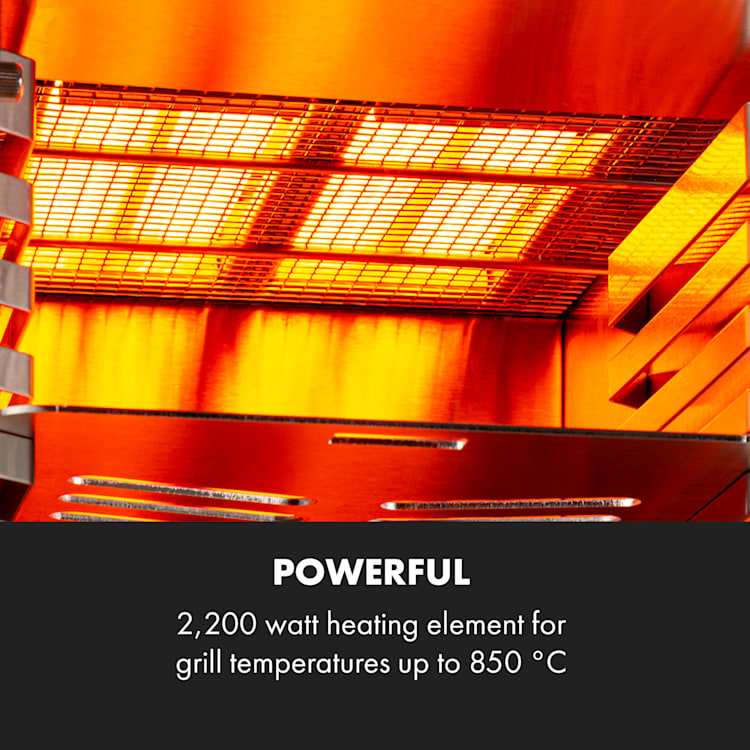 Hannibal grill ad alta temperatura indoor 2.200W 850°C acciaio inox nero Nero