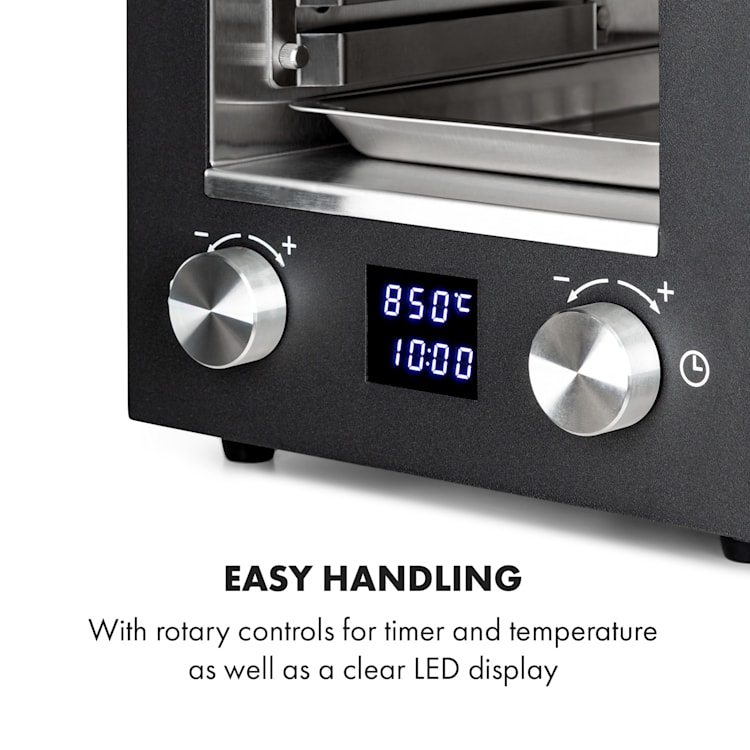 Hannibal grill ad alta temperatura indoor 2.200W 850°C acciaio inox nero Nero