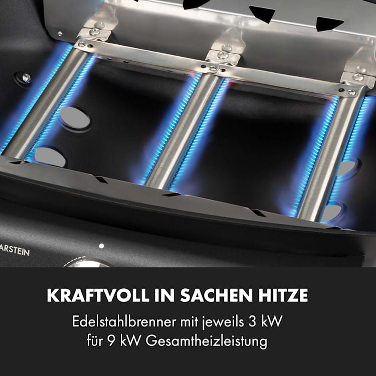 Vanquish Gasgrill 3 Edelstahlbrenner 9 kW (3 x 3 kW) 63,5 x 45 cm Grillfläche schwarz
