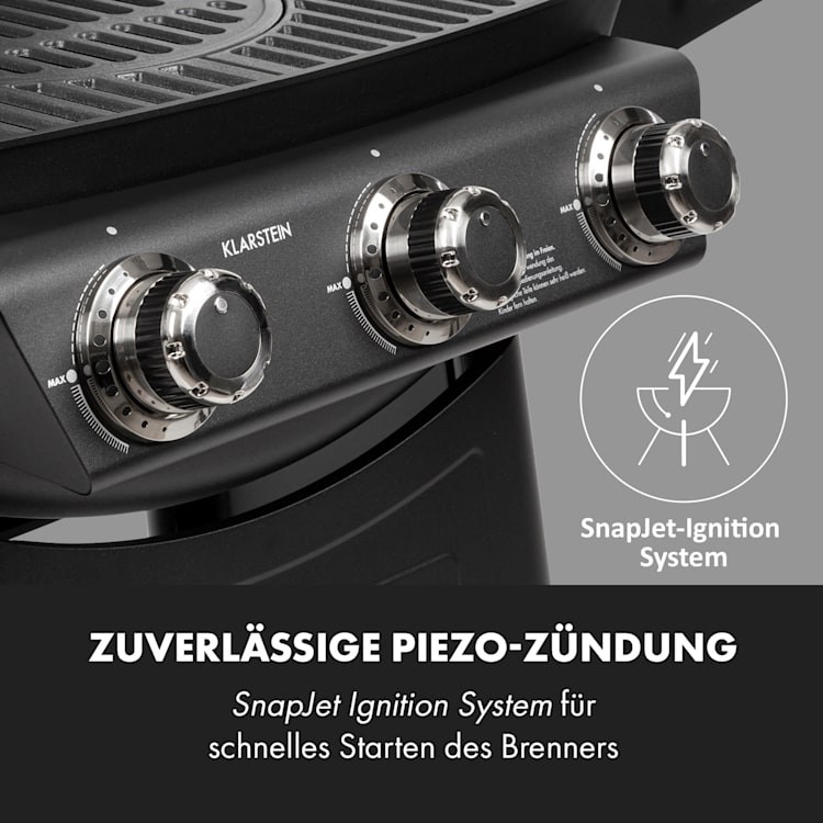 Vanquish Gasgrill 3 Edelstahlbrenner 9 kW (3 x 3 kW) 63,5 x 45 cm Grillfläche schwarz