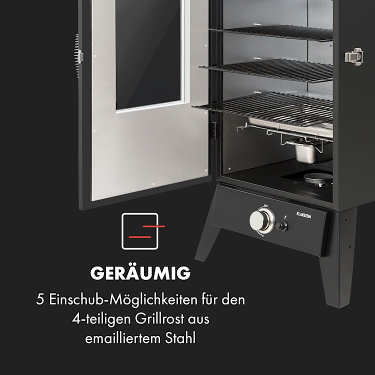 Pasadena Gas-Räuchergrill 2,5 kW Heizleistung 180 °C / 350 °F max. 58 x 108 x 53,5 cm