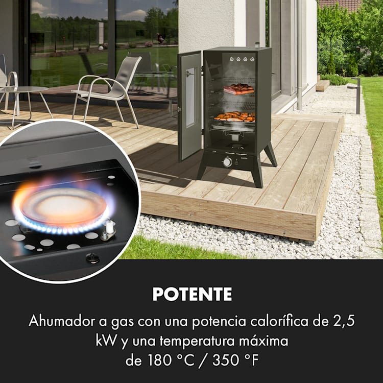 Parrilla de ahumado a gas Pasadena 2,5 kW capacidad de calentamiento 180 °C / 350 °F máx. 58 x 108 x 53,5 cm