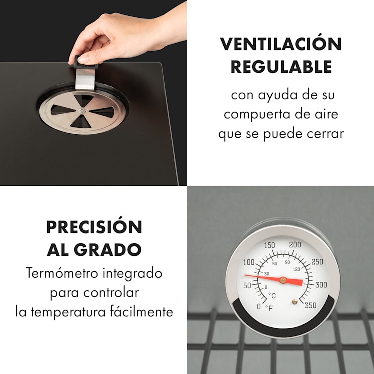 Parrilla de ahumado a gas Pasadena 2,5 kW capacidad de calentamiento 180 °C / 350 °F máx. 58 x 108 x 53,5 cm