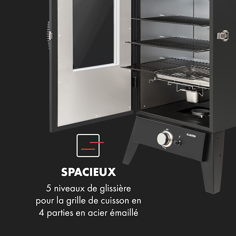 Pasadena barbecue-fumoir à gaz 2,5kW fonction chauffante 180 °C / 350 °F max 58 x 108 x 53,5 cm