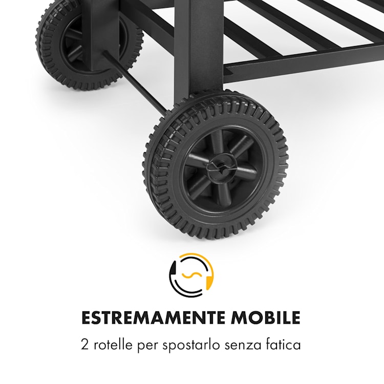 Meat Machine Griglia a Carbonella 45x32,5cm Termometro Rotelle nero