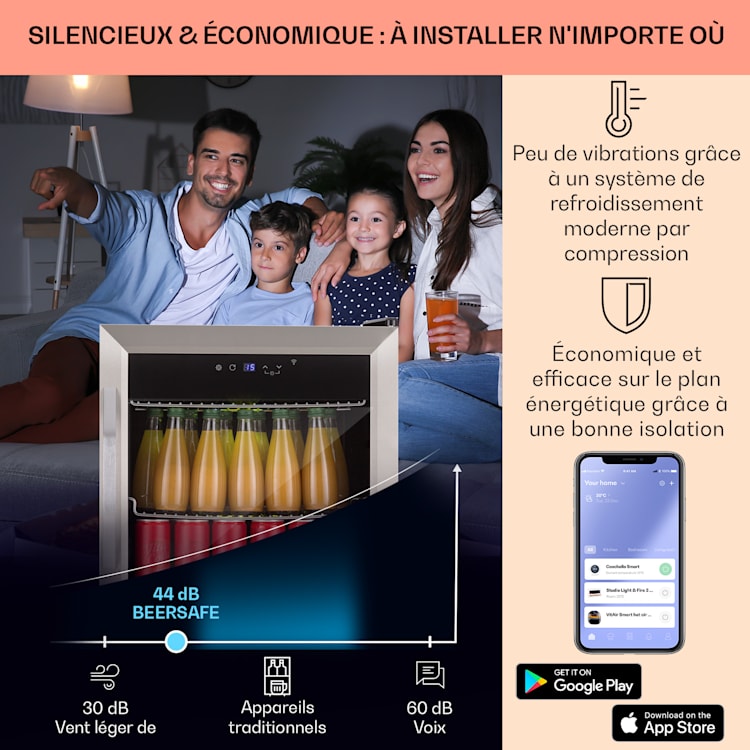 Coachella 50 wijnkoelkast 47 liter wifi functie achtergrondverlichting roestvrij staal 50 ltr | Roestvrij Staal