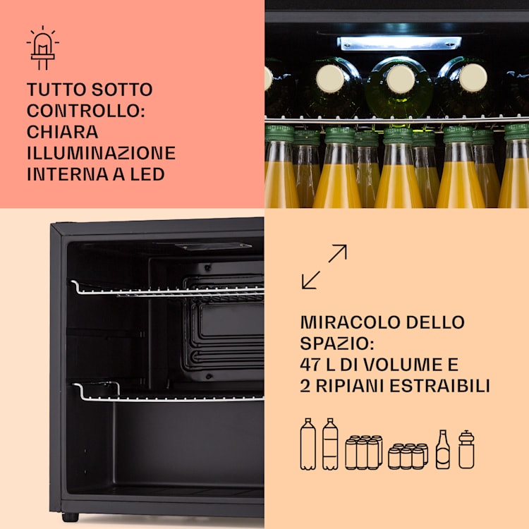 Frigorifero per vini Coachella 50 47 litri Funzione WiFi retroilluminazione acciaio inox 50 Ltr | Acciaio inox