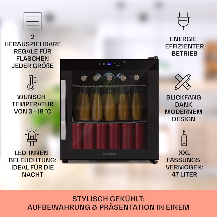 Coachella 50 Weinkühlschrank 47 Liter WiFi-Funktion Hintergrundbeleuchtung Edelstahl 50 Ltr | Schwarz
