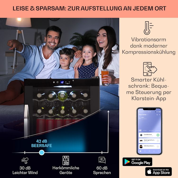 Coachella 60 Kühlschrank 60 Liter WiFi-Funktion Hintergrundbeleuchtung 60 Ltr | Schwarz