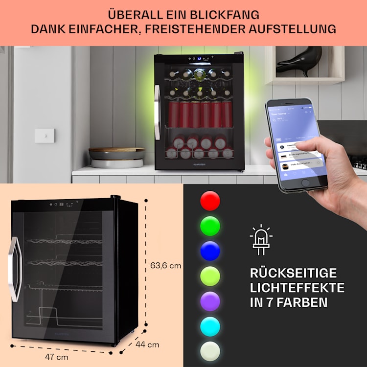 Coachella 60 Kühlschrank 60 Liter WiFi-Funktion Hintergrundbeleuchtung 60 Ltr | Schwarz