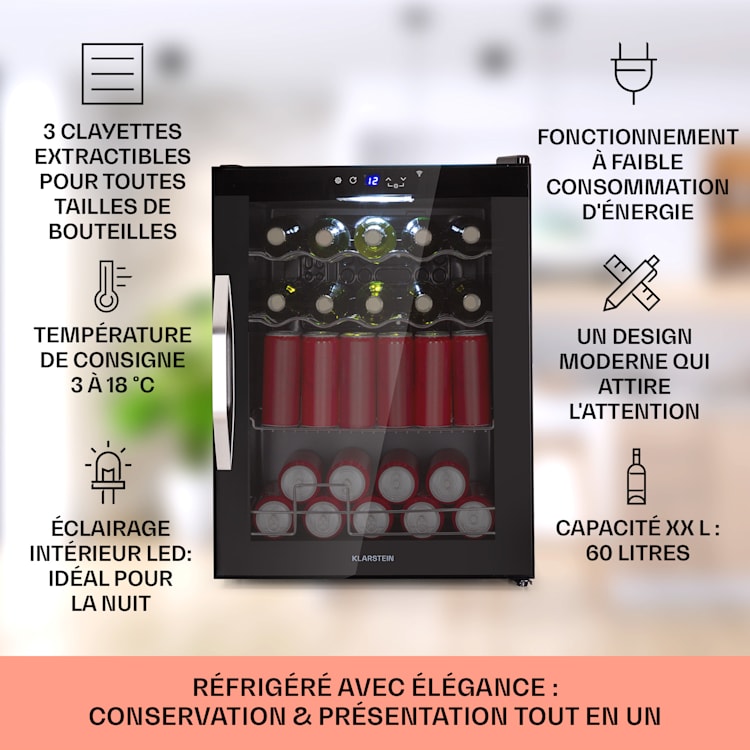 Coachella 60 Onyx koelkast 60 liter wifi-functie achtergrondverlichting 60 ltr | Zwart