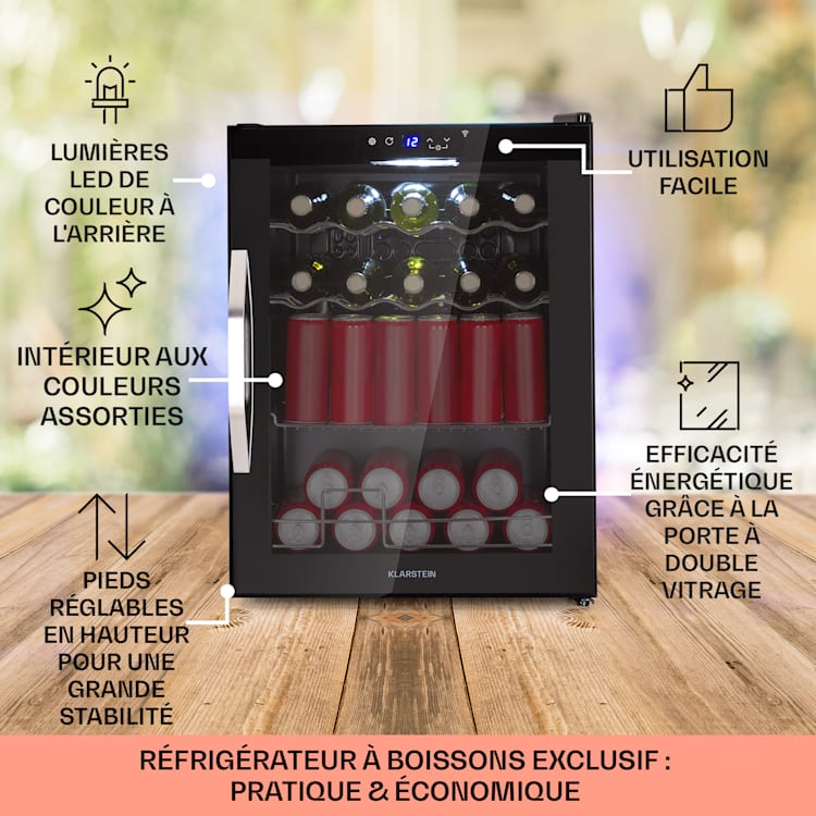 Coachella 60 Réfrigérateur 60 litres fonction WiFi rétro-éclairage 60 L | Noir