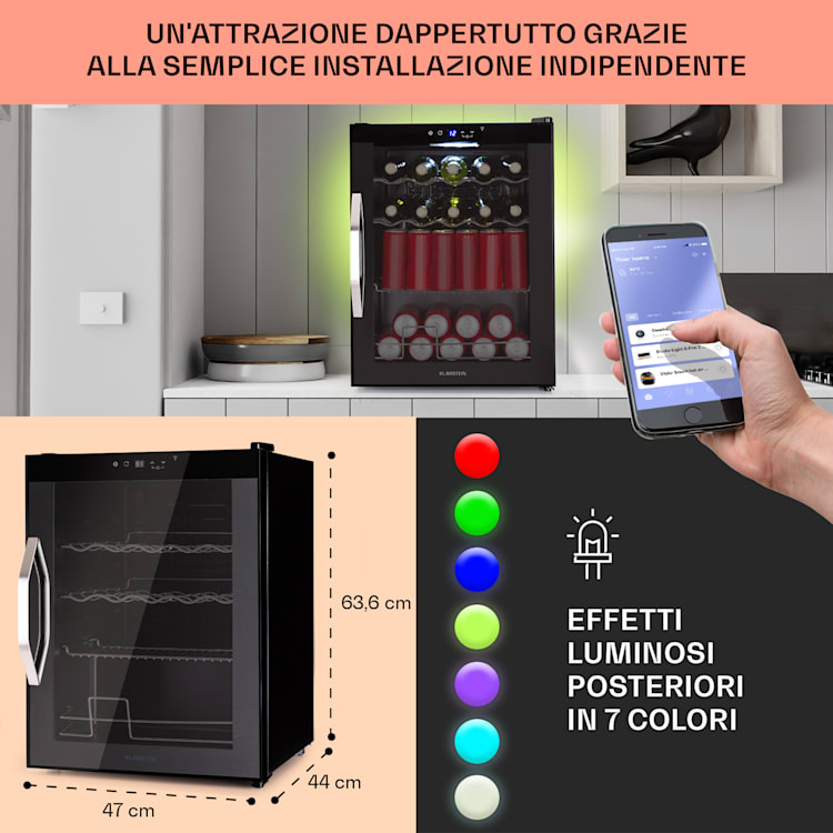 Coachella 60 - Frigorifero, 60 litri, funzione WiFi, retroilluminazione 60 Ltr | Nero