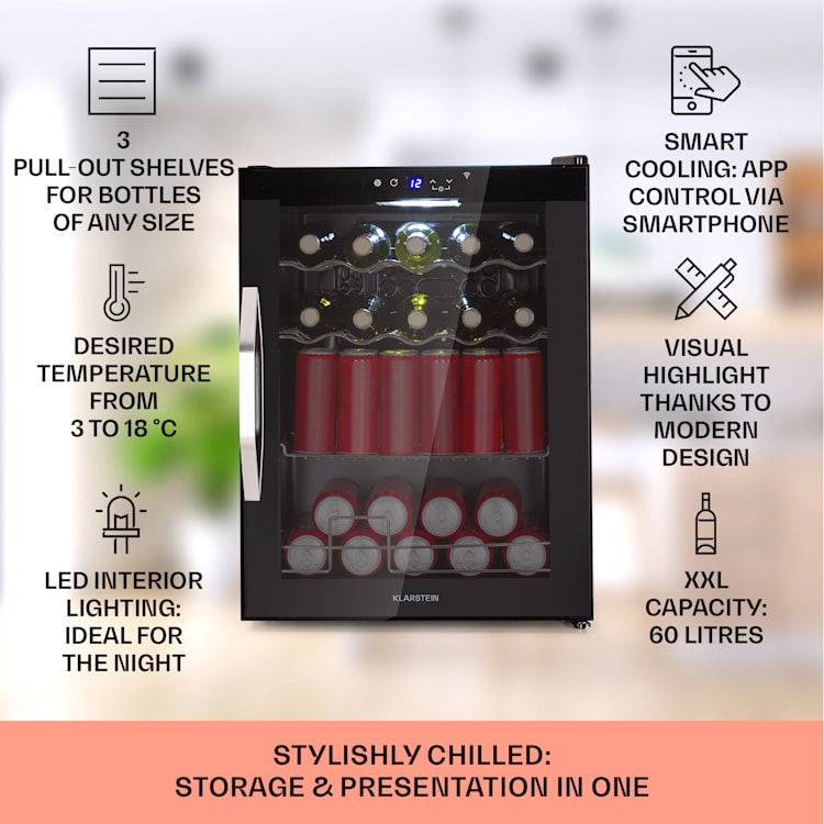 Coachella 60, frigider, 60 de litri, funcție WiFi, iluminat 60 Ltr | Negru