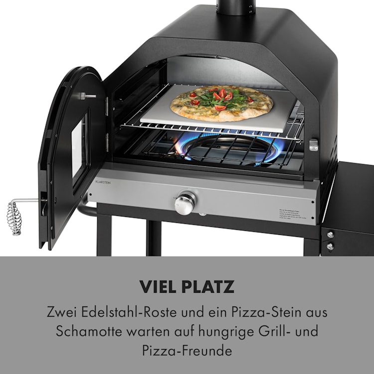Pizzaiolo Pro Pizza-Gasgrill 76x143x66cm Schamottestein Stahl mobil