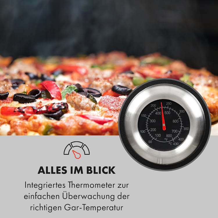 Pizzaiolo Pro Pizza-Gasgrill 76x143x66cm Schamottestein Stahl mobil