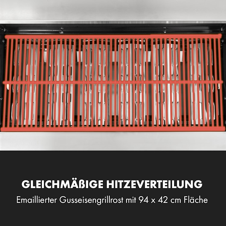 Valkyrie Gasgrill 6x3,2 + 2,9 kW Sichtfenster 94x42 cm Grill Edelstahl 7 Brenner