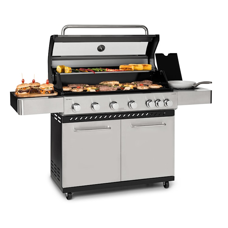 Valkyrie Gasgrill 6x3,2 + 2,9 kW Sichtfenster 94x42 cm Grill Edelstahl 7 Brenner