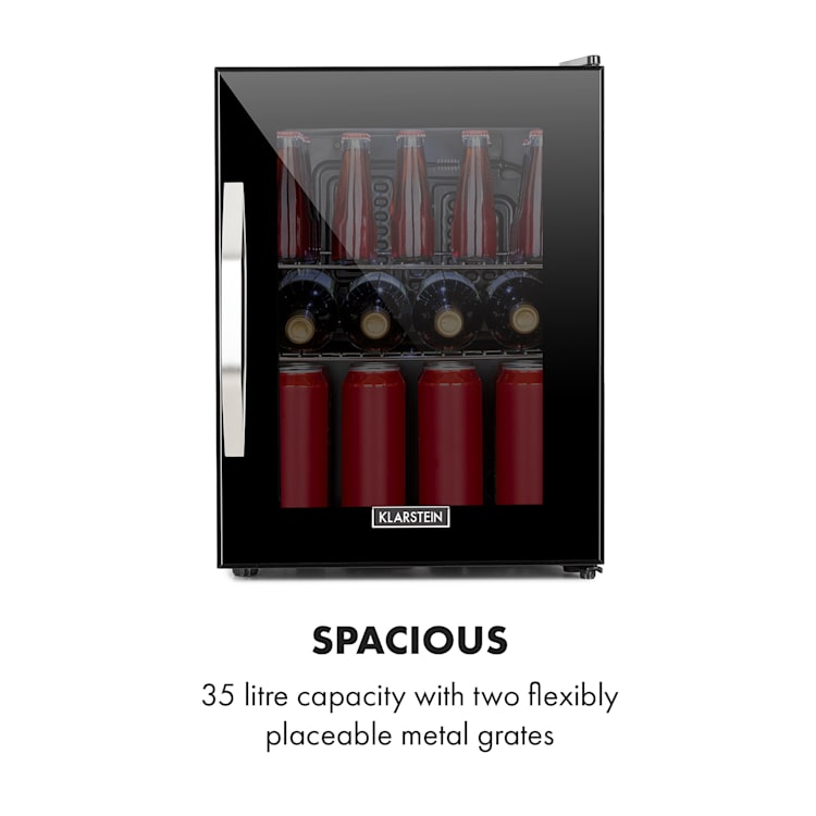Beersafe M Onyx Kühlschrank 33 Liter 2 Böden Panoramaglastür