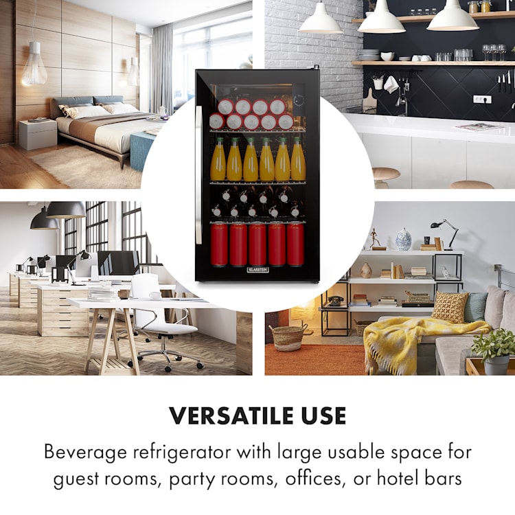Frigorífico Beersafe XXL Onyx 80 litros 3 prateleiras Porta de vidro panorâmica