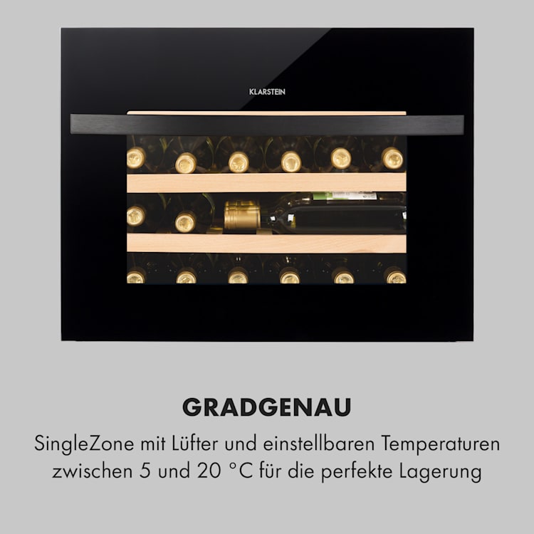 Vinsider 24 Built-In Uno Weinkühlschrank Einbaugerät 1 Zone 24 Fl Schwarz