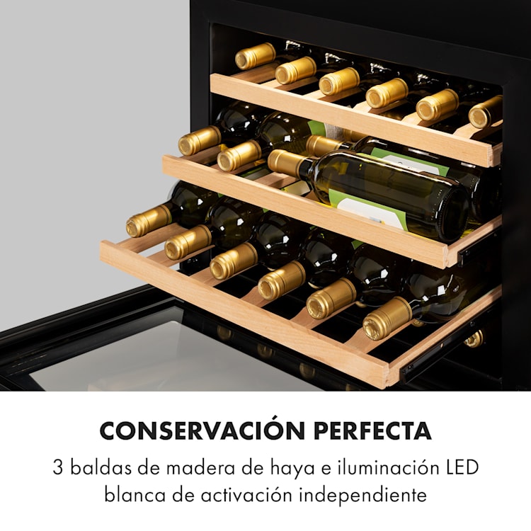 Vinsider 24 Built-In Uno Nevera para vinos empotrable 1 zona 24 botellas 24 botellas | 1 zona de refrigeración | Negro