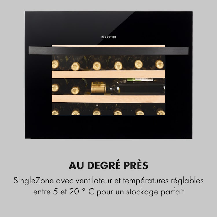 Vinsider 24 Cave à vin encastrable 1 zone 24 bouteilles 24 bouteilles | 1 zone de conservation | Noir