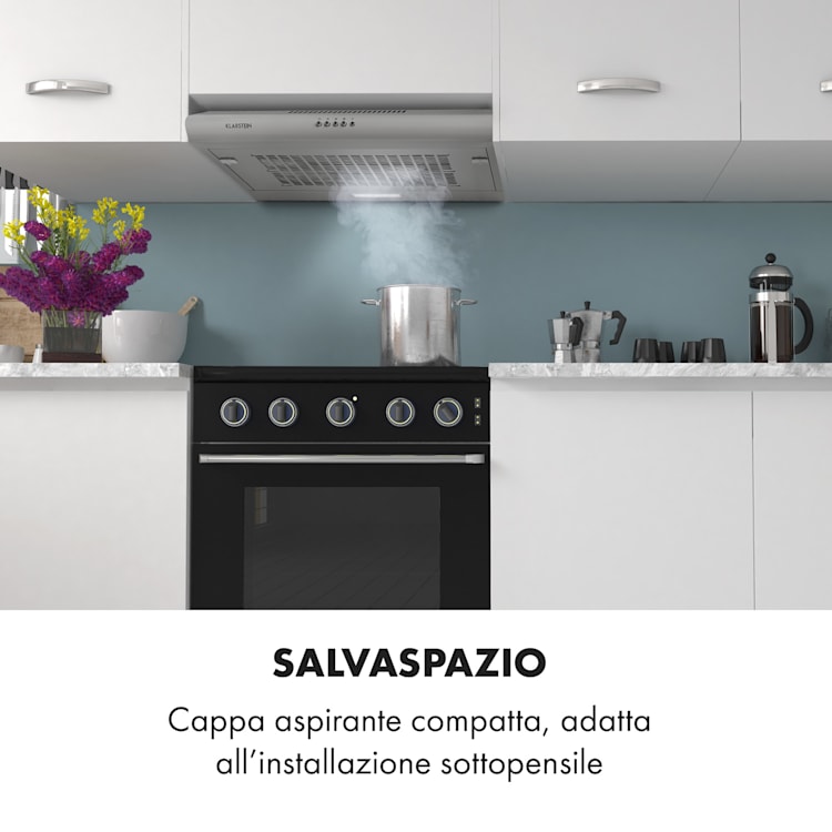 Capannina Cappa Sottopensile 60cm 166m³/h LED Acciaio Inox argento
