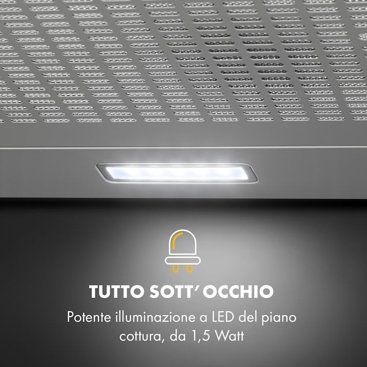 Capannina Cappa Sottopensile 60cm 166m³/h LED Acciaio Inox argento