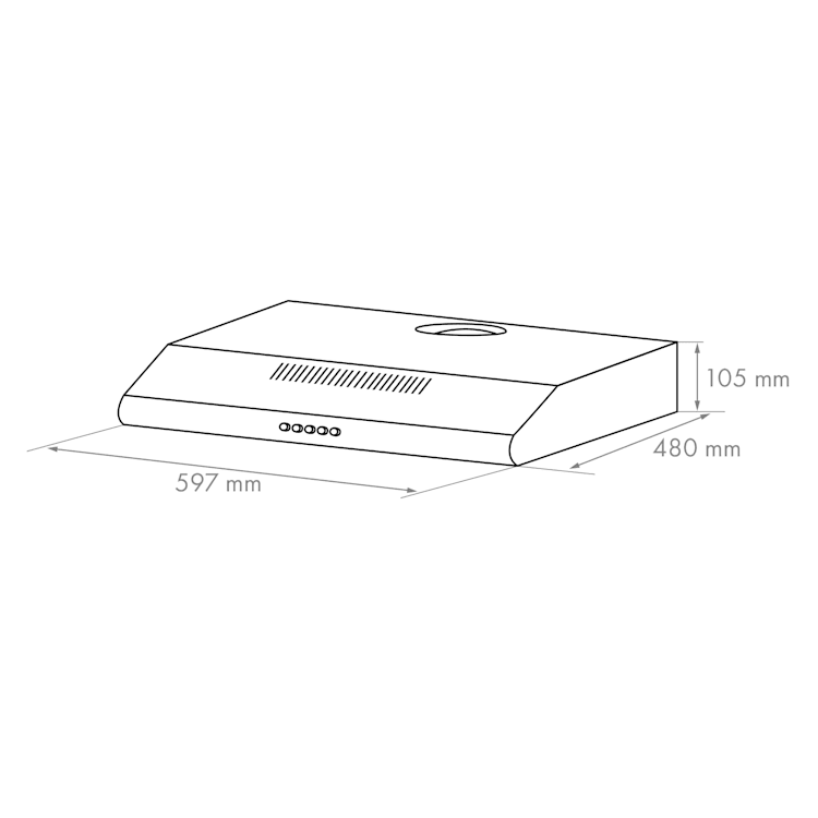 Capannina Campana extractora encastrable 60cm 166m³/h LED acero inoxidable color plateado Botones | Gris