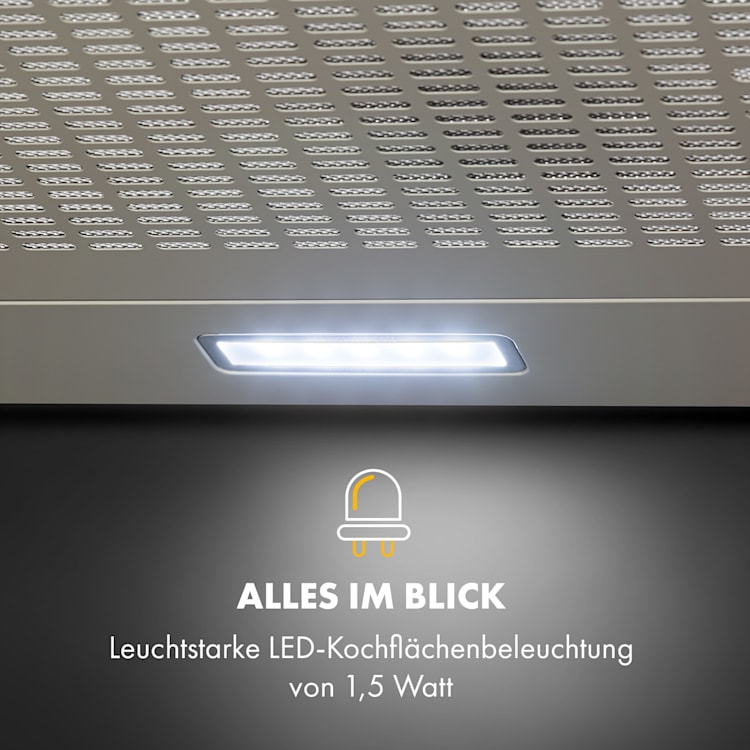 Capannina Unterbau-Abzugshaube 60cm 166m³/h LED Schieberegler Edelstahl Schieberegler | Grau