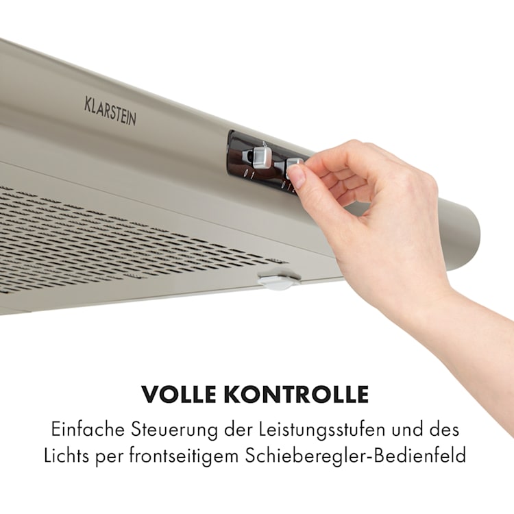 Capannina Unterbau-Abzugshaube 60cm 166m³/h LED Schieberegler Edelstahl Schieberegler | Grau