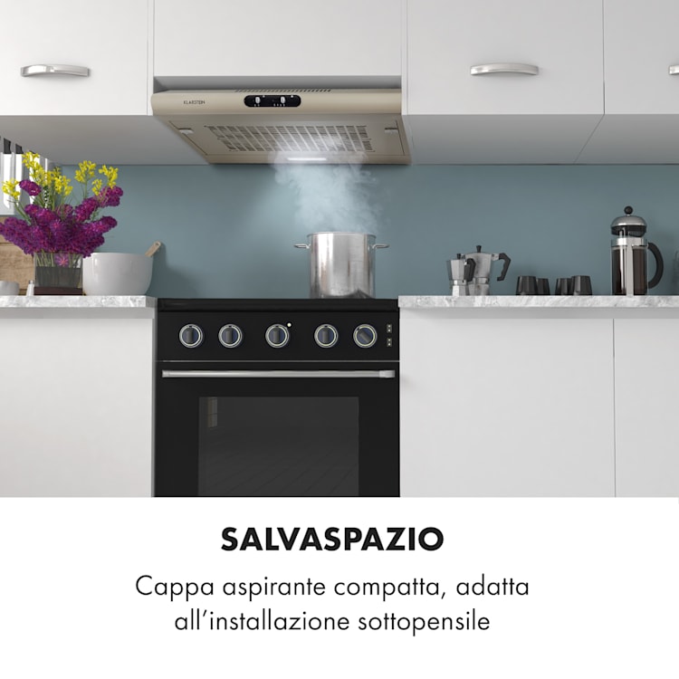 Capannina Cappa Sottopensile 60cm 166m³/h LED Cursore argento Cursori | Nickle metallizzato