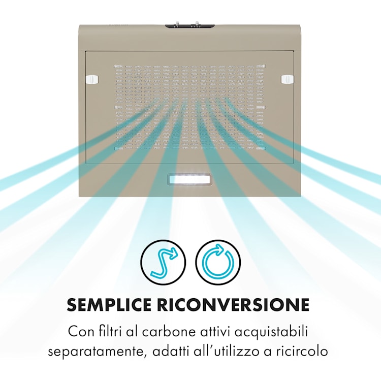 Capannina Cappa Sottopensile 60cm 166m³/h LED Cursore argento Cursori | Nickle metallizzato