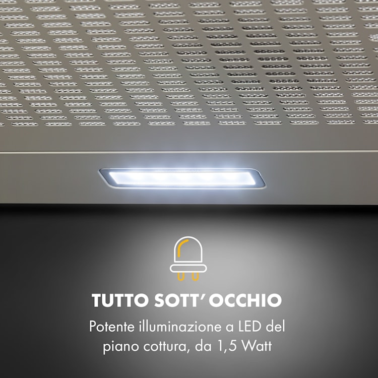Capannina Cappa Sottopensile 60cm 166m³/h LED Cursore argento Cursori | Nickle metallizzato