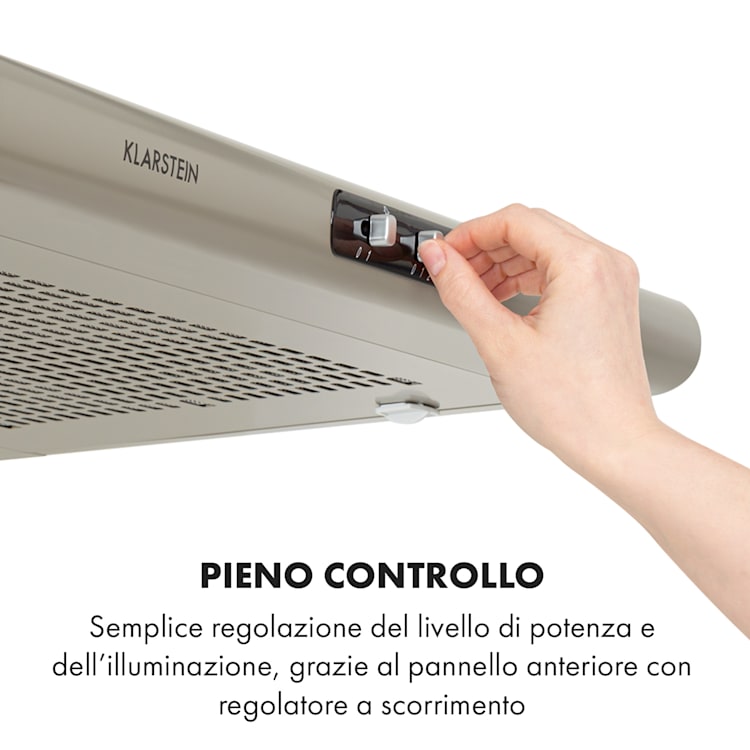 Capannina Cappa Sottopensile 60cm 166m³/h LED Cursore argento Cursori | Nickle metallizzato