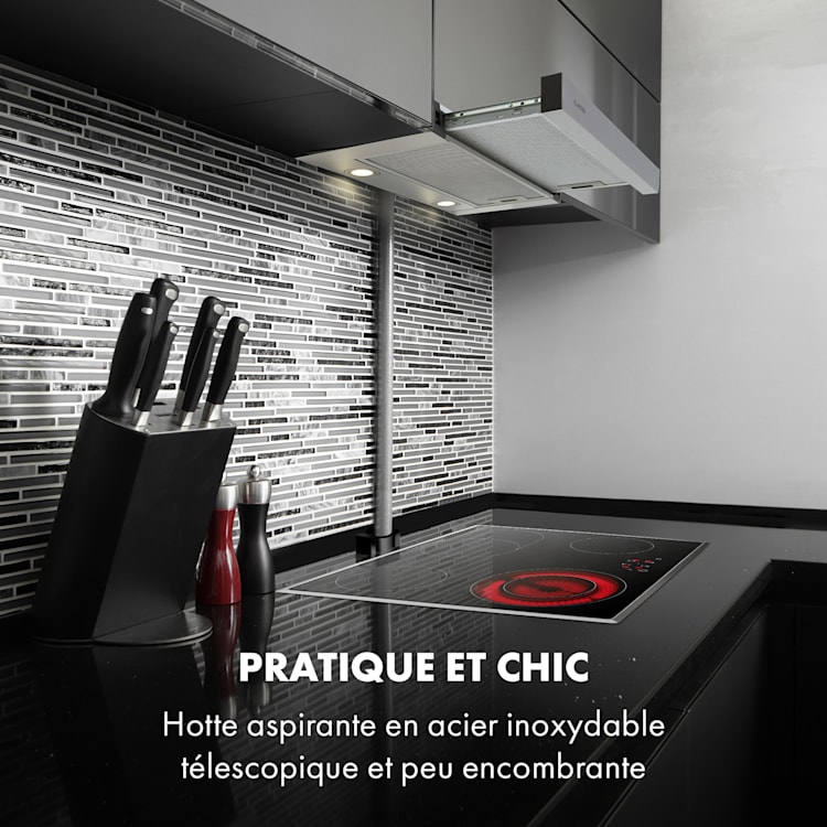 Viola Hotte murale aspirante 60 cm 612m³ / h classe A inox argent Argent