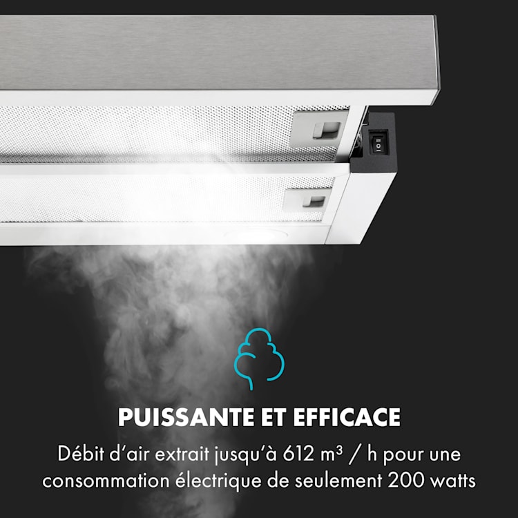 Viola Hotte murale aspirante 60 cm 612m³ / h classe A inox argent Argent