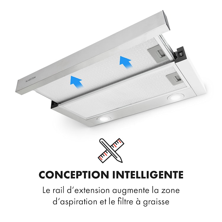 Viola Hotte murale aspirante 60 cm 612m³ / h classe A inox argent Argent