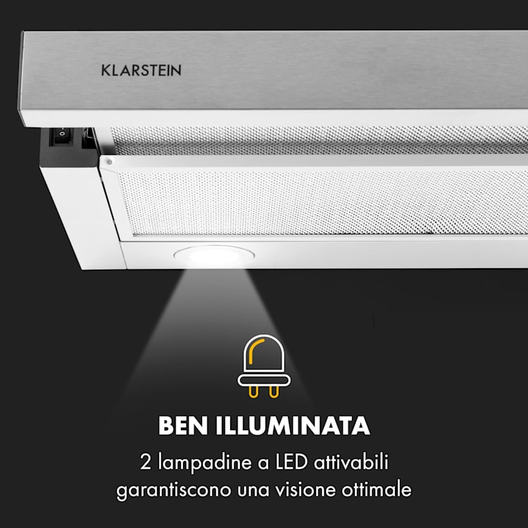Viola Cappa Aspirante Acciaio Inox 59,6 cm 612m³/h Classe A argento Argento