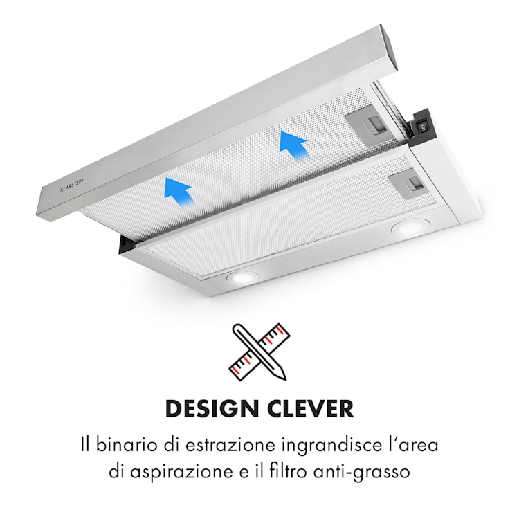 Viola Cappa Aspirante Acciaio Inox 59,6 cm 612m³/h Classe A argento Argento