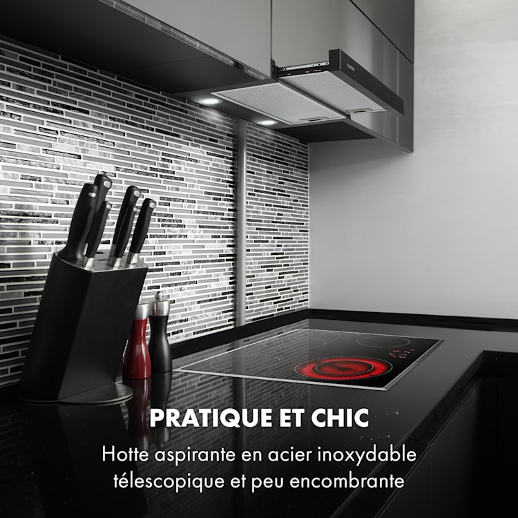Viola Hotte murale aspirante 60 cm 612m³ / h classe A inox noir Noir