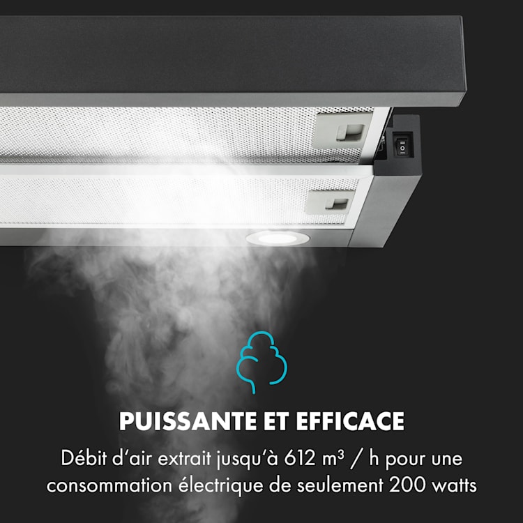 Viola Hotte murale aspirante 60 cm 612m³ / h classe A inox noir Noir