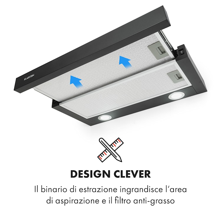 Viola Cappa Aspirante Acciaio Inox 59,6 cm 612m³/h Classe A nero Nero