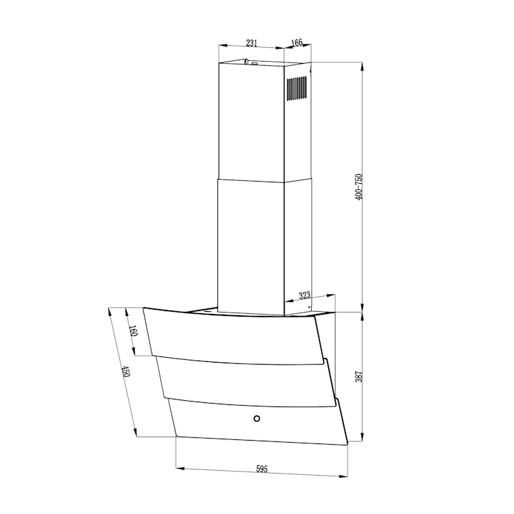Antonia, digestor, 60 cm, nástenný, 350 m³/h, dotykové ovládanie, B, čierny 60 cm | Čierna