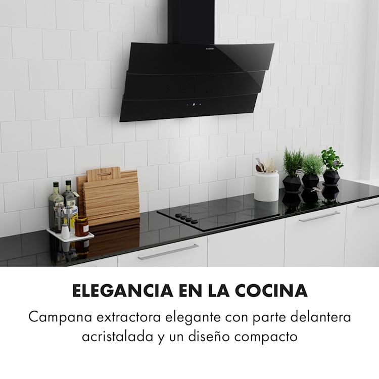 Antonia Campana extractora 90cm 350m³/h panel de control táctil EEC B vidrio color negro 90 cm | Negro