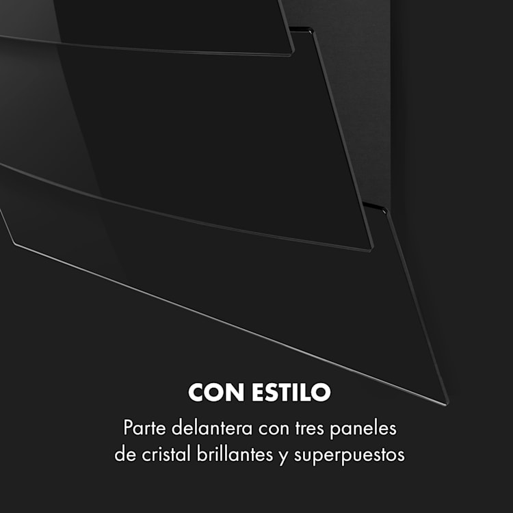 Antonia Campana extractora 90cm 350m³/h panel de control táctil EEC B vidrio color negro 90 cm | Negro