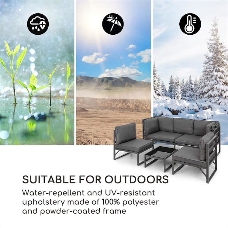 Ravenna Lounge Set tuinmeubilair 4-delig variabel aluminium antraciet 