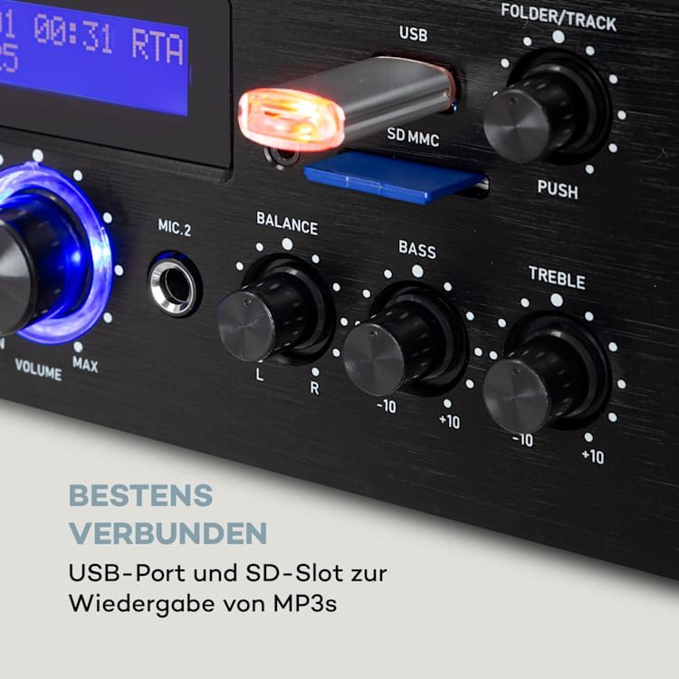AMP-5 BT HiFi-Verstärker 2 x 50 W RMS BT 2 x Mikro schwarz